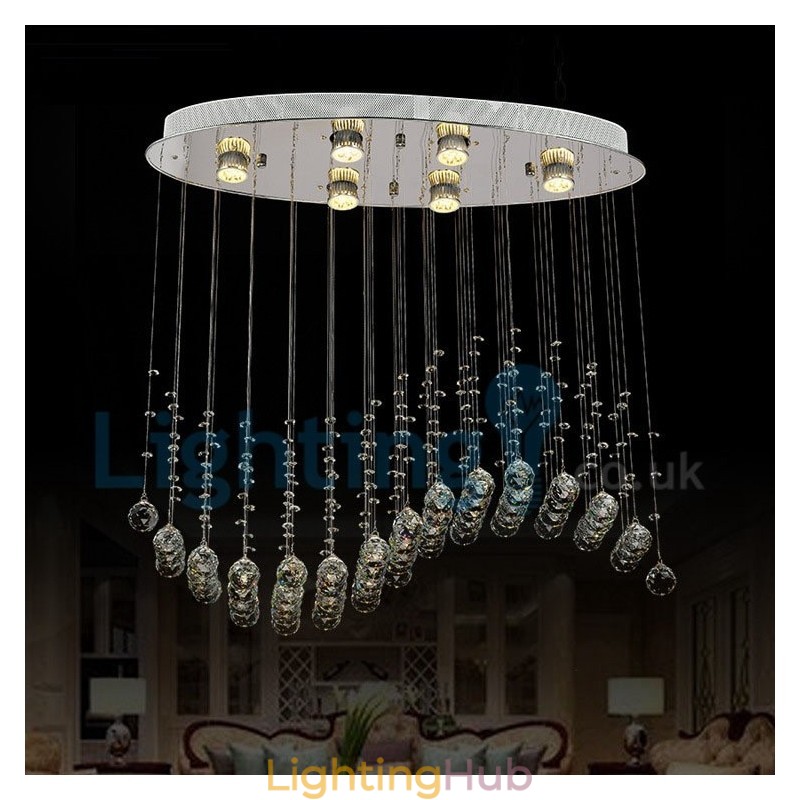 Modern Contemporary Chandelier Flush mount Pendant Fixture Crystal Rain Drop Light
