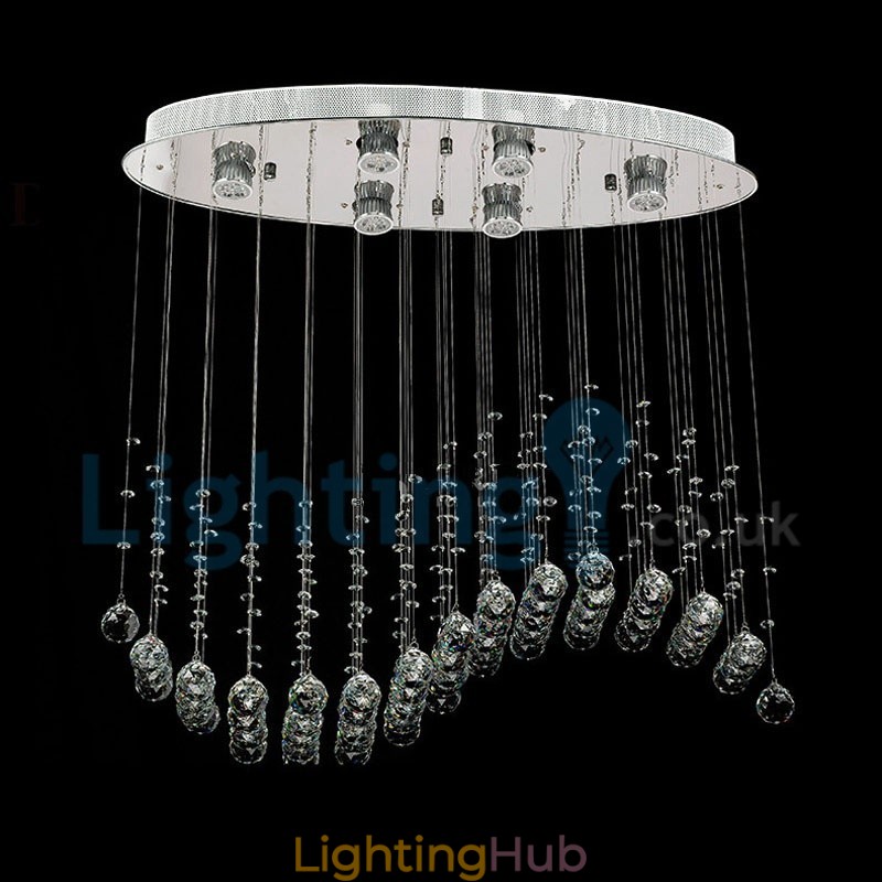 Modern Contemporary Chandelier Flush mount Pendant Fixture Crystal Rain Drop Light