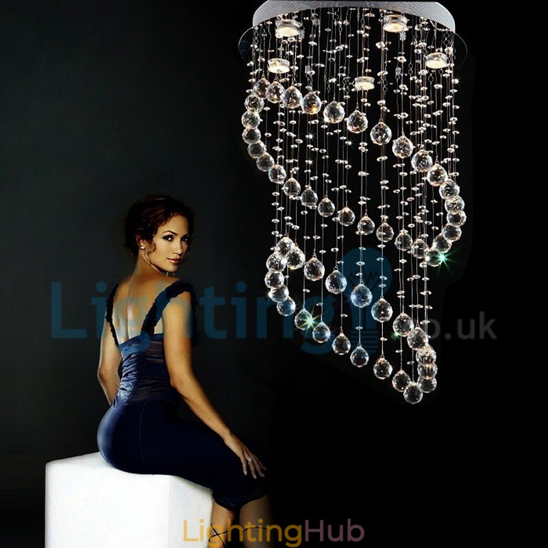 Modern Contemporary Chandelier Flush mount Pendant Fixture Crystal Rain Drop Light