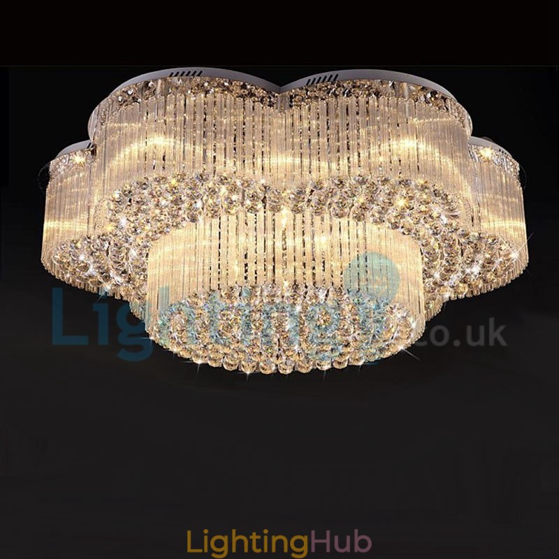 Modern Contemporary Chandelier Flush mount Pendant Fixture Crystal Rain Drop Light