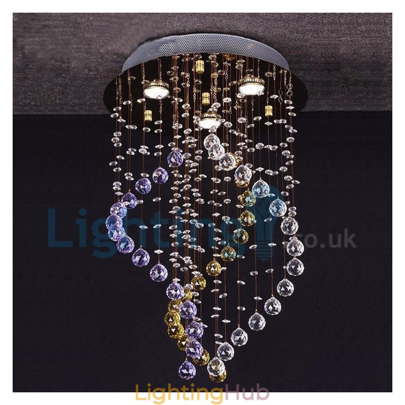 Modern Contemporary Chandelier Flush mount Pendant Fixture Crystal Rain Drop Light