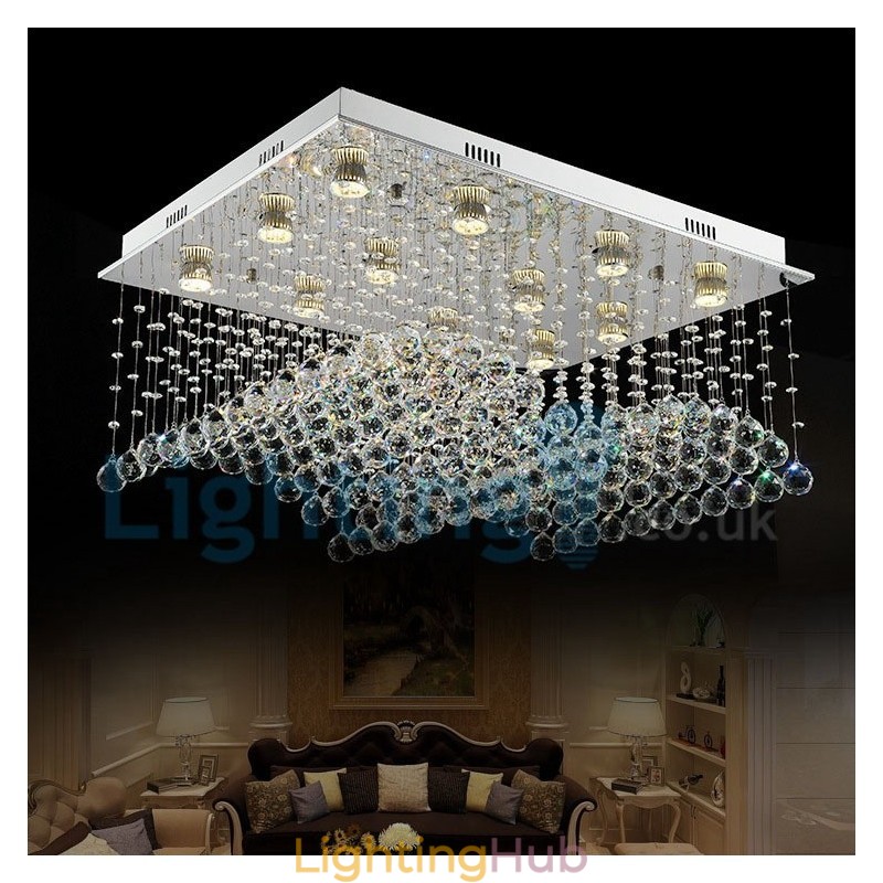 Modern Contemporary Chandelier Flush mount Pendant Fixture Crystal Rain Drop Light