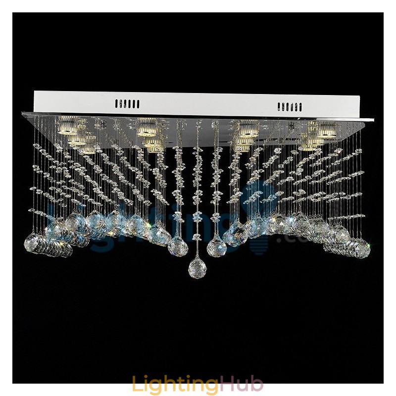 Modern Contemporary Chandelier Flush mount Pendant Fixture Crystal Rain Drop Light