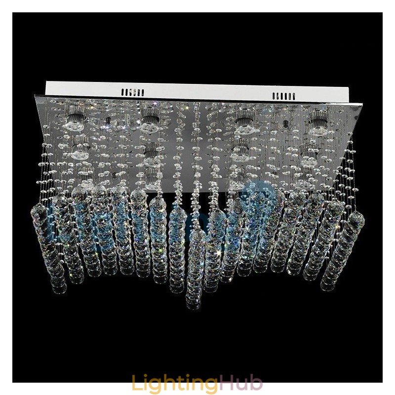 Modern Contemporary Chandelier Flush mount Pendant Fixture Crystal Rain Drop Light