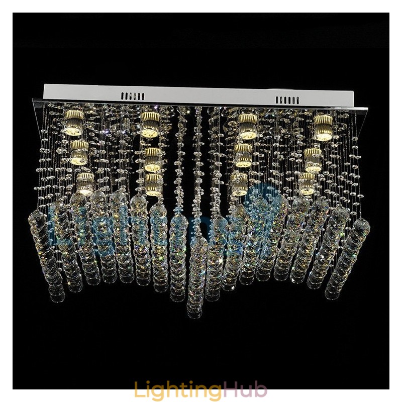 Modern Contemporary Chandelier Flush mount Pendant Fixture Crystal Rain Drop Light