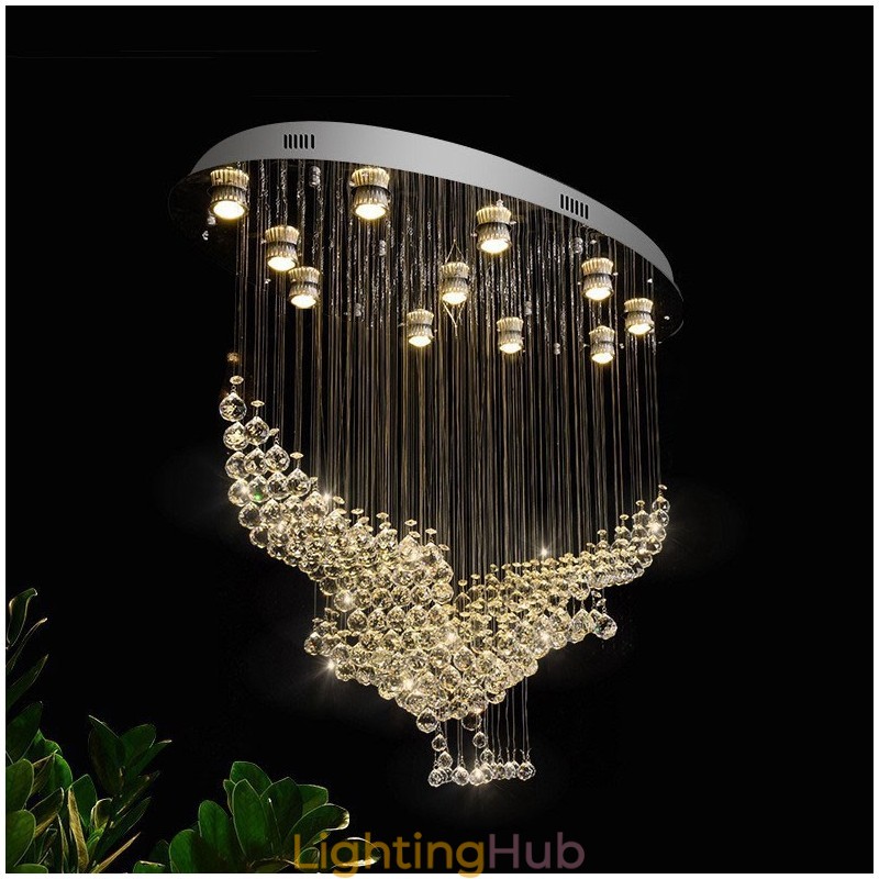 Modern Contemporary Chandelier Flush mount Pendant Fixture Crystal Rain Drop Light