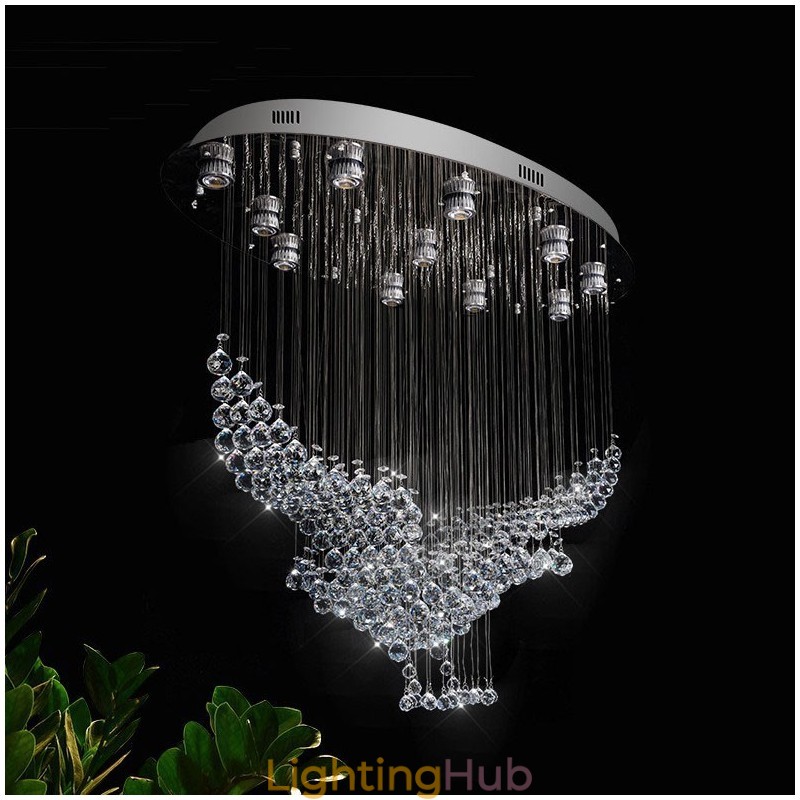Modern Contemporary Chandelier Flush mount Pendant Fixture Crystal Rain Drop Light