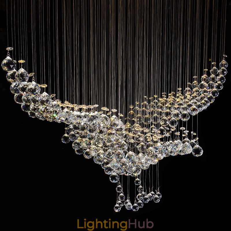 Modern Contemporary Chandelier Flush mount Pendant Fixture Crystal Rain Drop Light