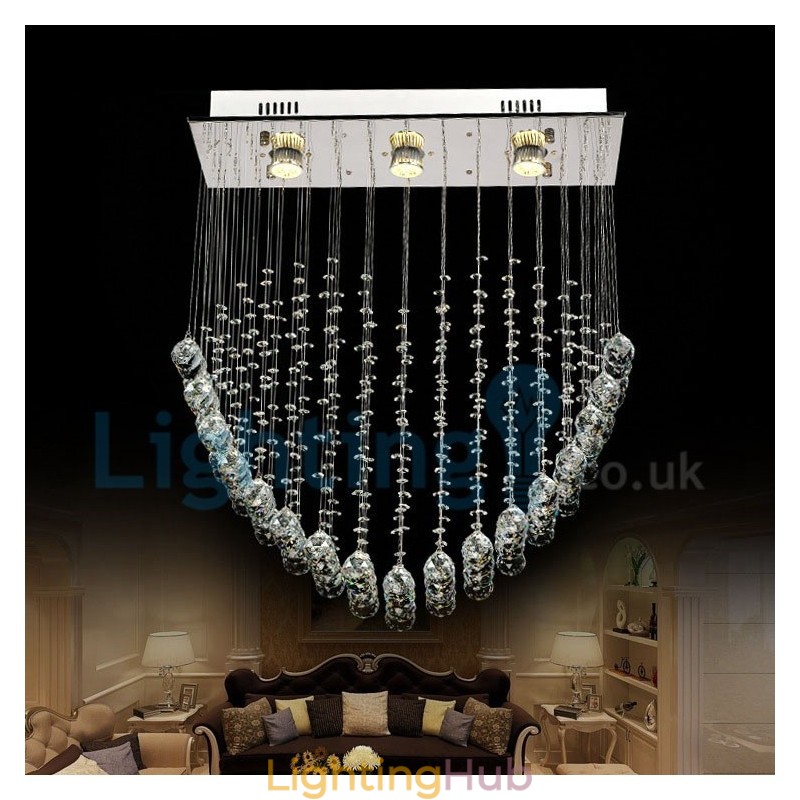 Modern Contemporary Chandelier Flush mount Pendant Fixture Crystal Rain Drop Light