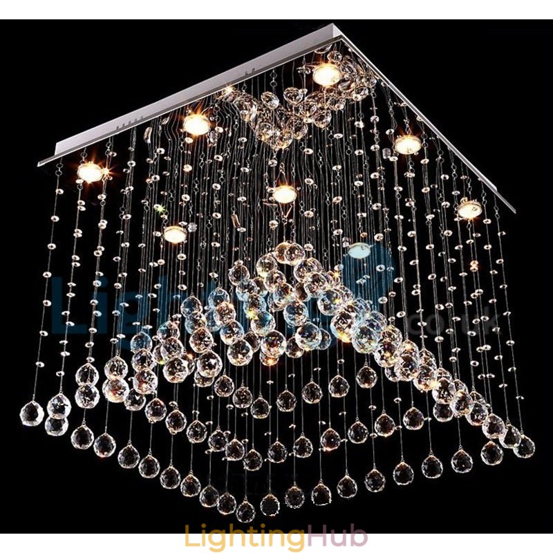 Modern Contemporary Chandelier Flush mount Pendant Fixture Crystal Rain Drop Light
