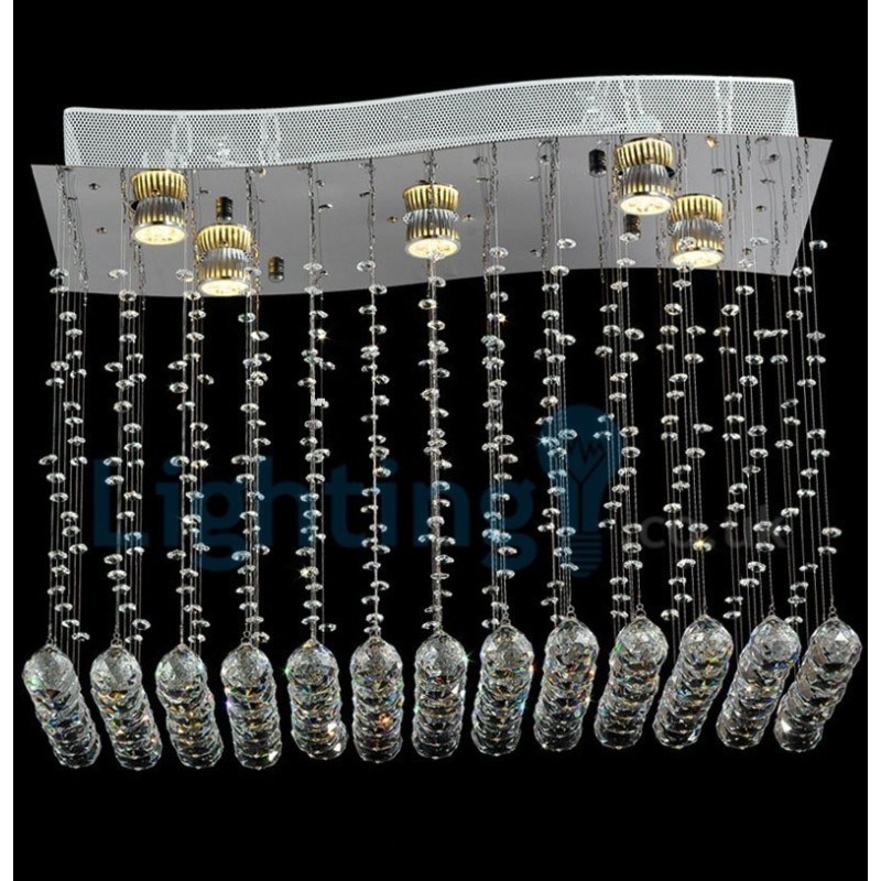 Modern Contemporary Chandelier Flush mount Pendant Fixture Crystal Rain Drop Light