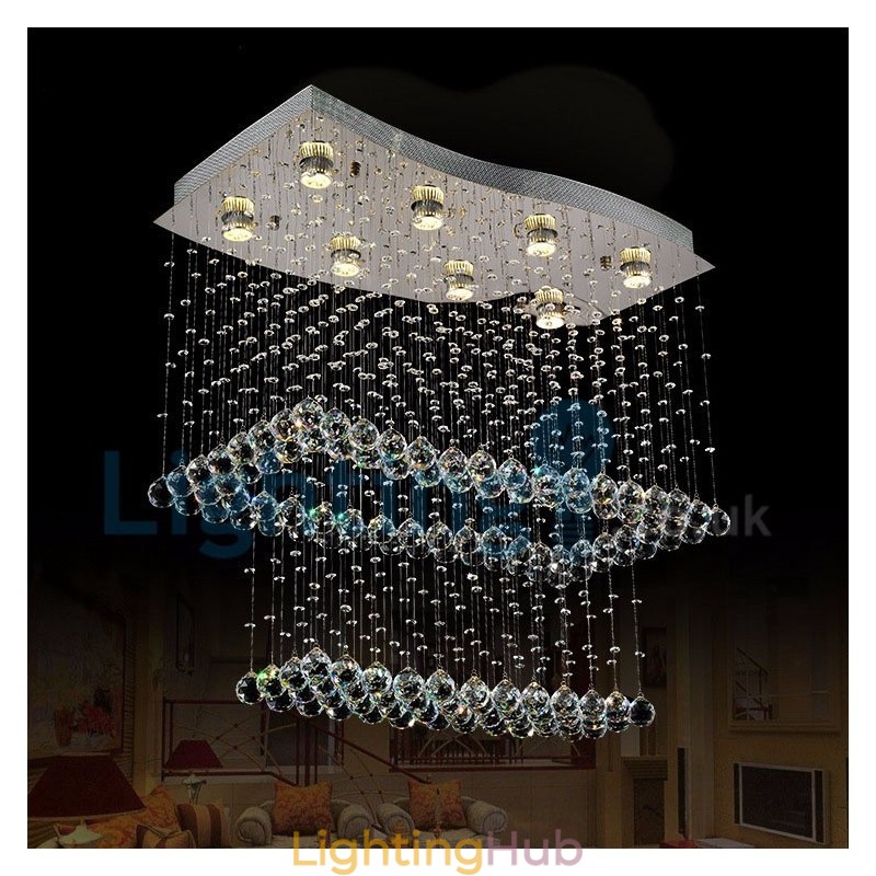 Modern Contemporary Chandelier Flush mount Pendant Fixture Crystal Rain Drop Light