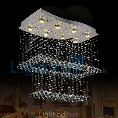 Modern Contemporary Chandelier Flush mount Pendant Fixture Crystal Rain Drop Light