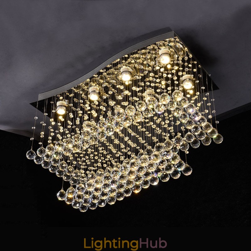 Modern Contemporary Chandelier Flush mount Pendant Fixture Crystal Rain Drop Light