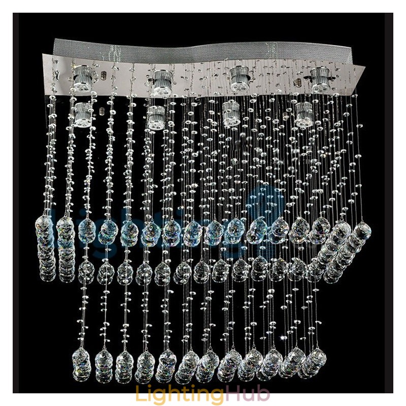 Modern Contemporary Chandelier Flush mount Pendant Fixture Crystal Rain Drop Light