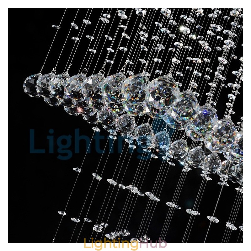 Modern Contemporary Chandelier Flush mount Pendant Fixture Crystal Rain Drop Light