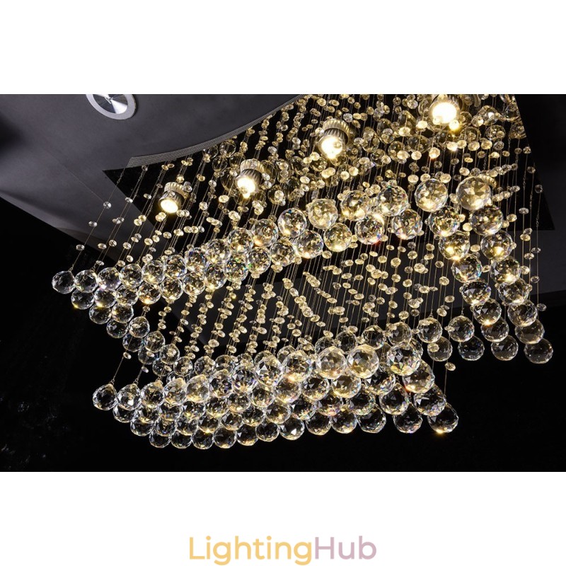 Modern Contemporary Chandelier Flush mount Pendant Fixture Crystal Rain Drop Light