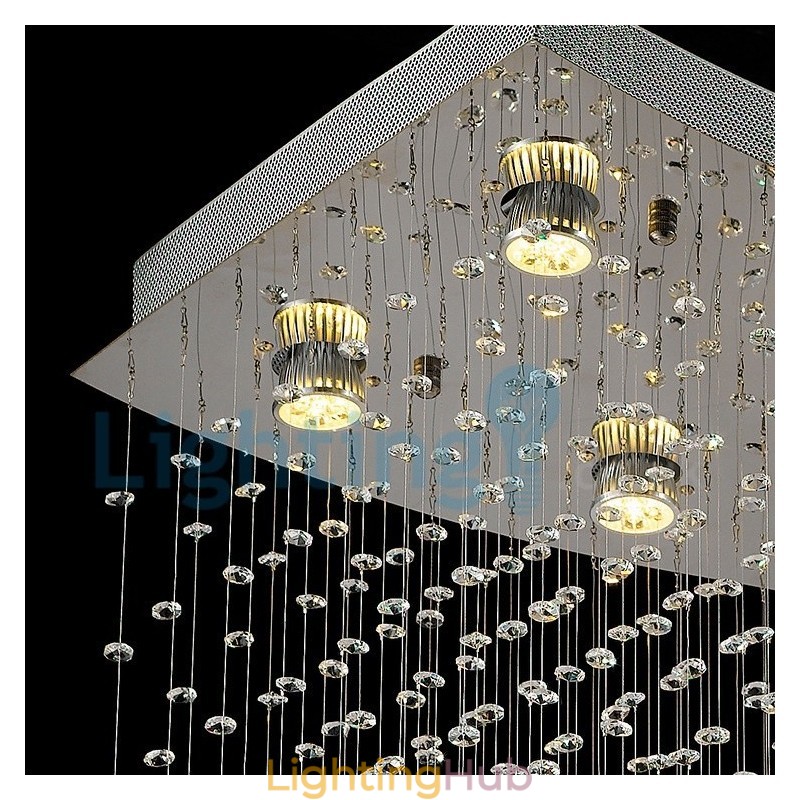 Modern Contemporary Chandelier Flush mount Pendant Fixture Crystal Rain Drop Light