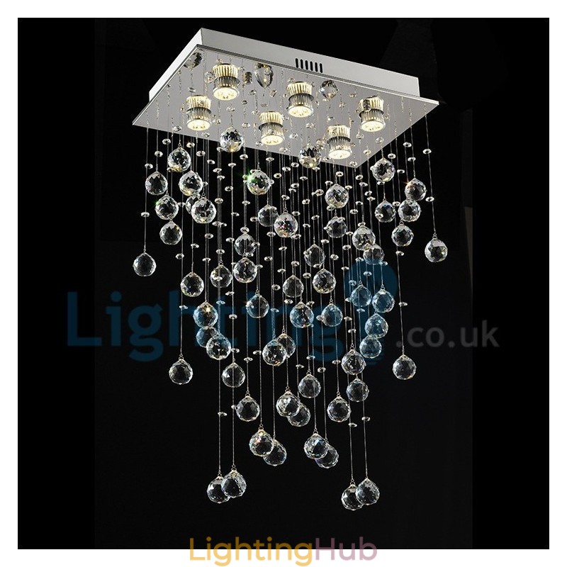 Modern Contemporary Chandelier Flush mount Pendant Fixture Crystal Rain Drop Light