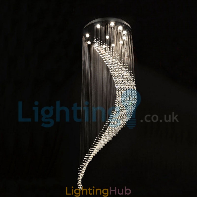 Modern Contemporary Chandelier Flush mount Pendant Fixture Crystal Rain Drop Light