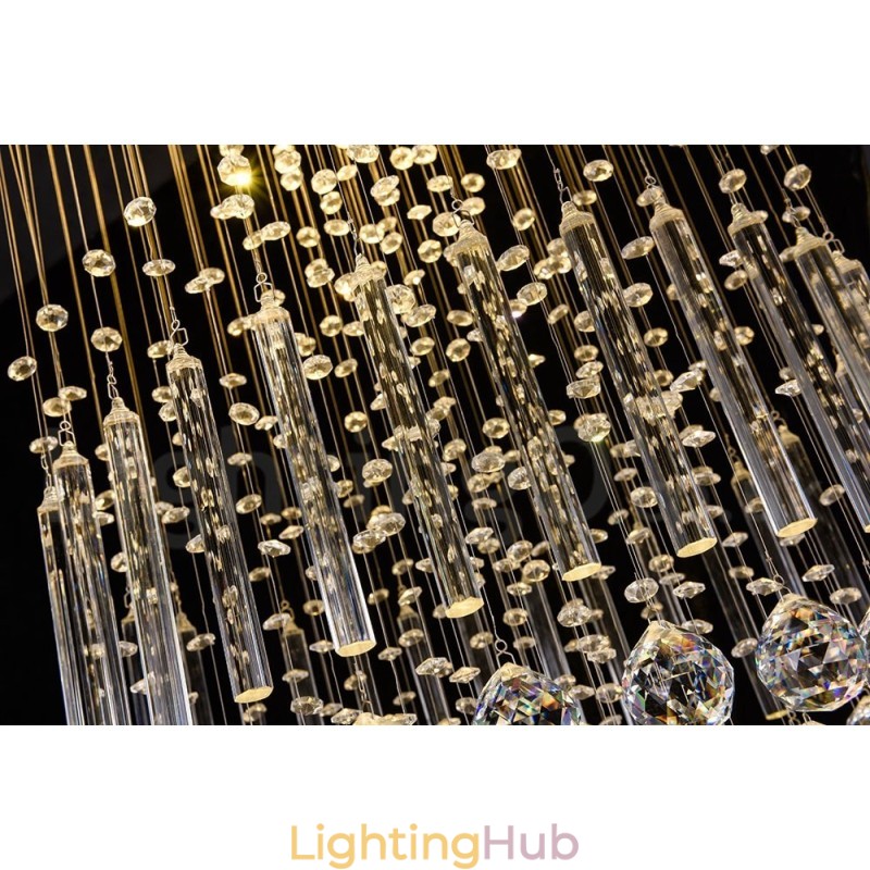 Modern Contemporary Chandelier Flush mount Pendant Fixture Crystal Rain Drop Light