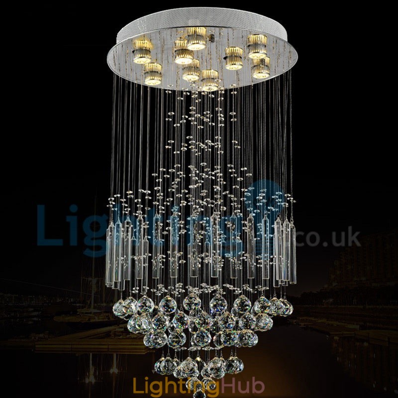 Modern Contemporary Chandelier Flush mount Pendant Fixture Crystal Rain Drop Light