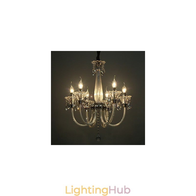 American Style Lodge 6 Light Chandelier With Glass Shade