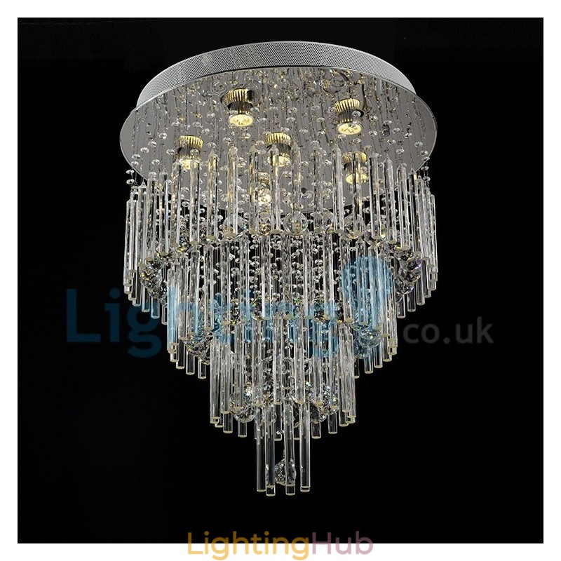 Modern Contemporary Chandelier Flush mount Pendant Fixture Crystal Rain Drop Light