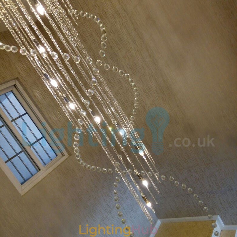 Modern Contemporary Chandelier Flush mount Pendant Fixture Crystal Rain Drop Light