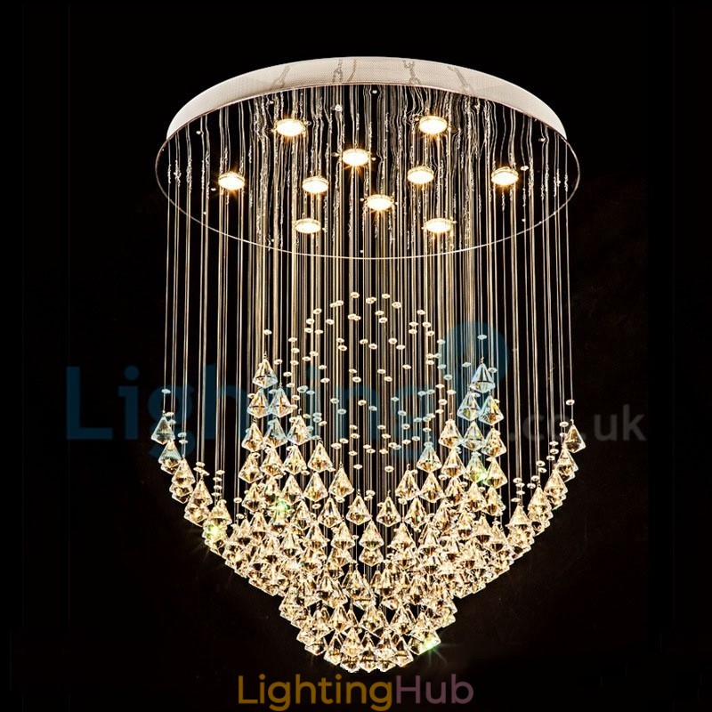Modern Contemporary Chandelier Flush mount Pendant Fixture Crystal Rain Drop Light