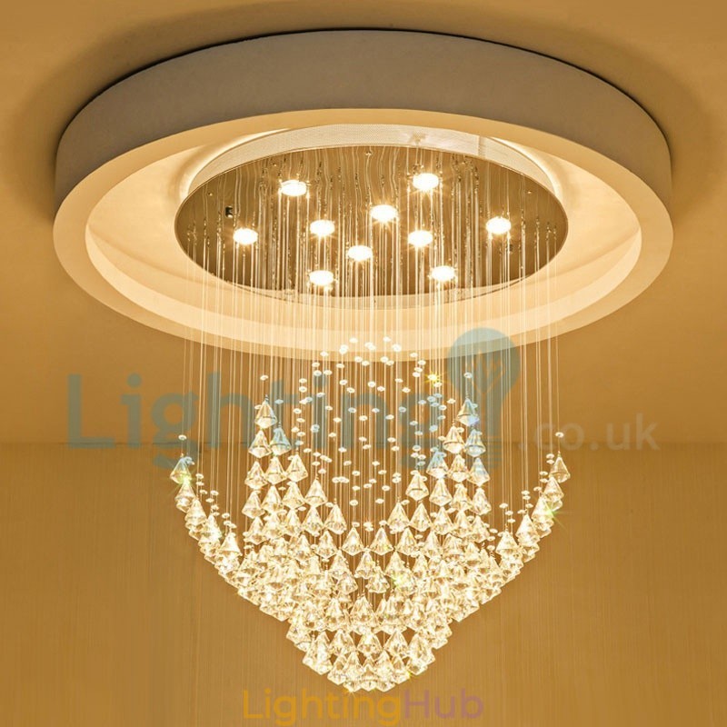 Modern Contemporary Chandelier Flush mount Pendant Fixture Crystal Rain Drop Light