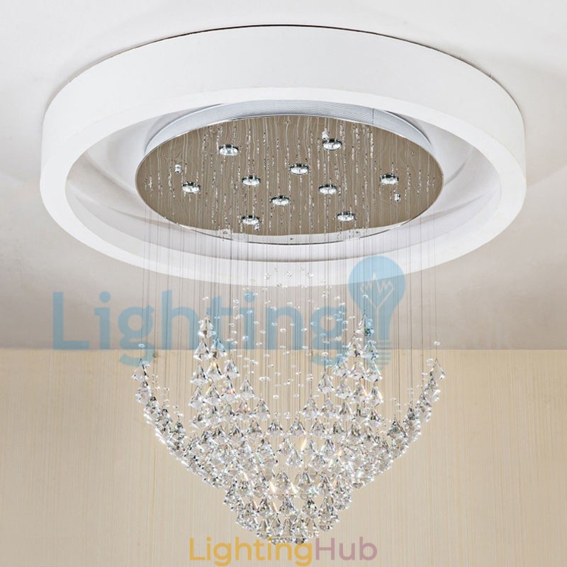 Modern Contemporary Chandelier Flush mount Pendant Fixture Crystal Rain Drop Light