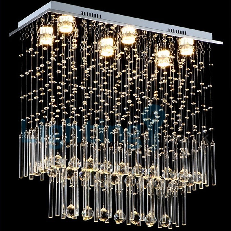 Modern Contemporary Chandelier Flush mount Pendant Fixture Crystal Rain Drop Light