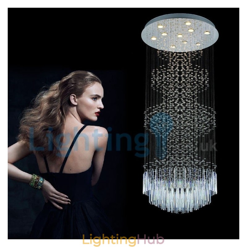 Modern Contemporary Chandelier Flush mount Pendant Fixture Crystal Rain Drop Light