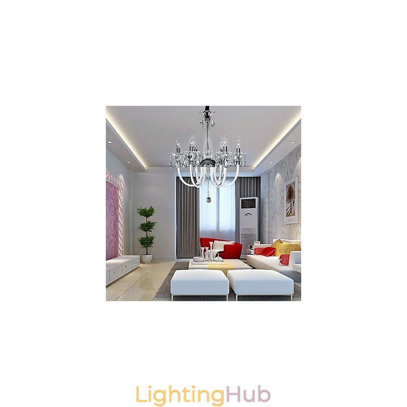 American Style Lodge 6 Light Chandelier With Glass Shade