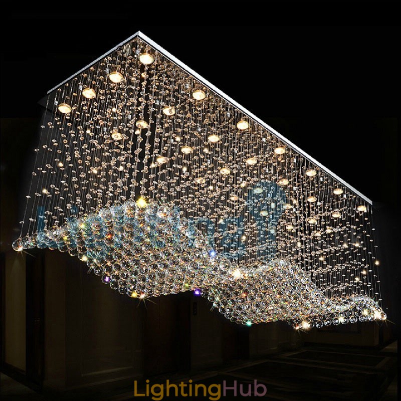 Modern Contemporary Chandelier Flush mount Pendant Fixture Crystal Rain Drop Light