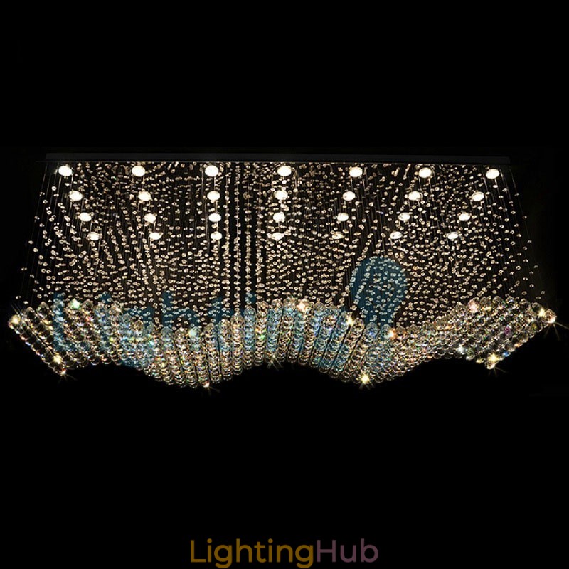 Modern Contemporary Chandelier Flush mount Pendant Fixture Crystal Rain Drop Light