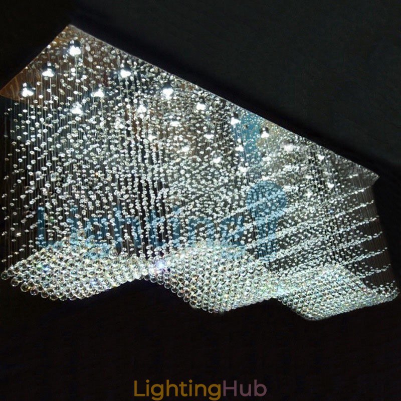 Modern Contemporary Chandelier Flush mount Pendant Fixture Crystal Rain Drop Light