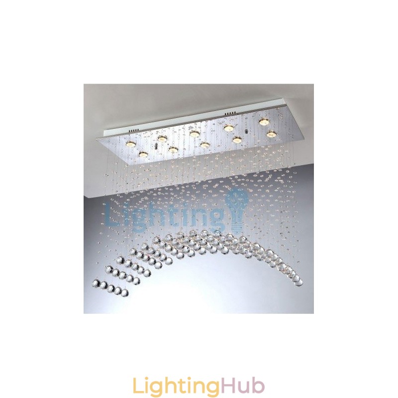 Modern Contemporary Chandelier Flush mount Pendant Fixture Crystal Rain Drop Light
