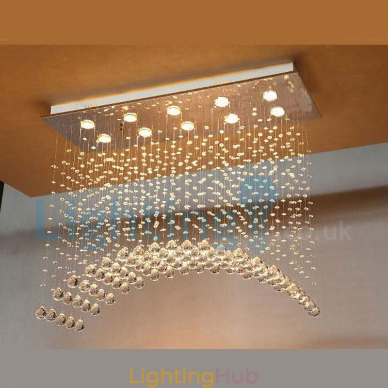 Modern Contemporary Chandelier Flush mount Pendant Fixture Crystal Rain Drop Light