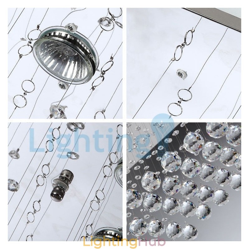 Modern Contemporary Chandelier Flush mount Pendant Fixture Crystal Rain Drop Light