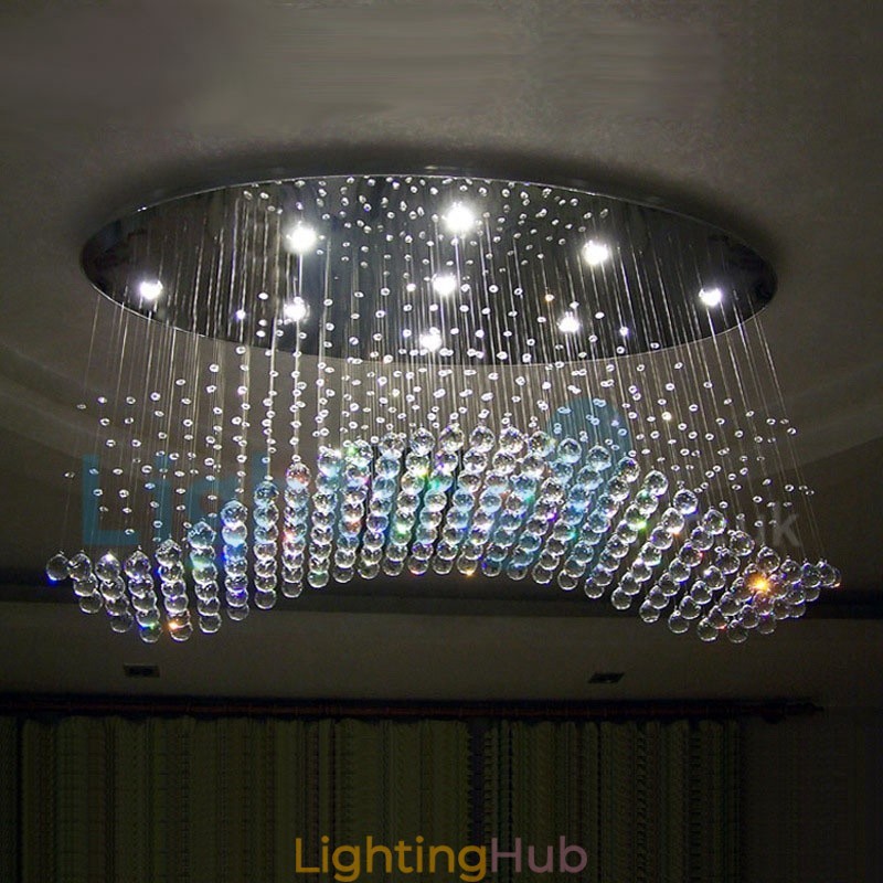Modern Contemporary Chandelier Flush mount Pendant Fixture Crystal Rain Drop Light