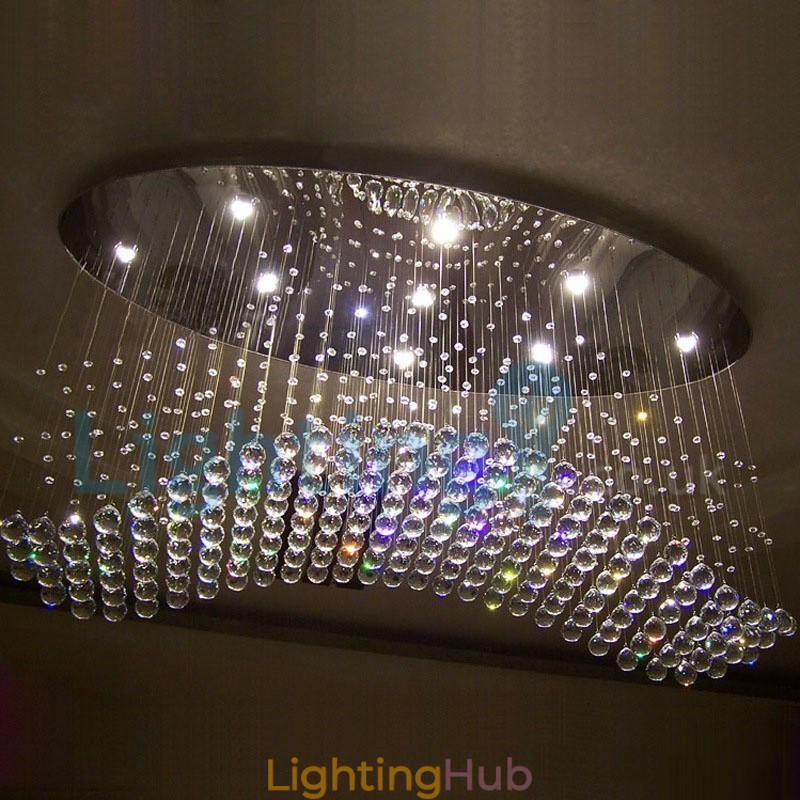 Modern Contemporary Chandelier Flush mount Pendant Fixture Crystal Rain Drop Light