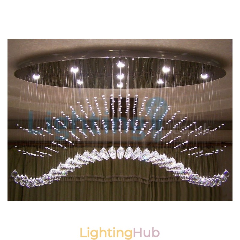 Modern Contemporary Chandelier Flush mount Pendant Fixture Crystal Rain Drop Light