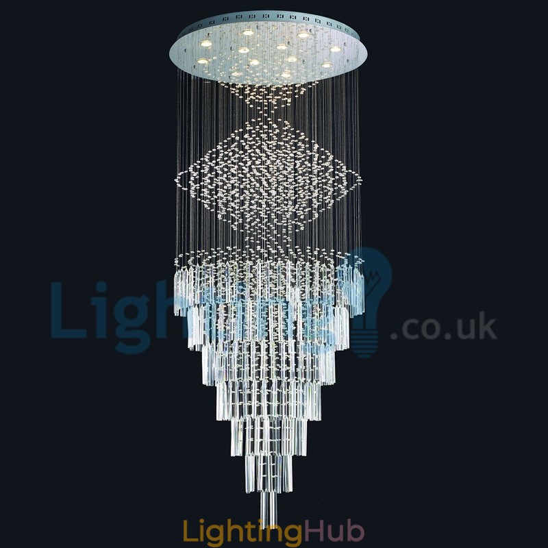 Modern Contemporary Chandelier Flush mount Pendant Fixture Crystal Rain Drop Light