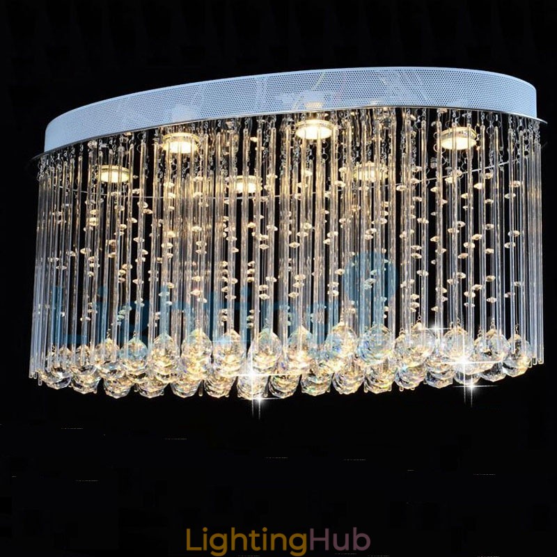 Modern Contemporary Chandelier Flush mount Pendant Fixture Crystal Rain Drop Light