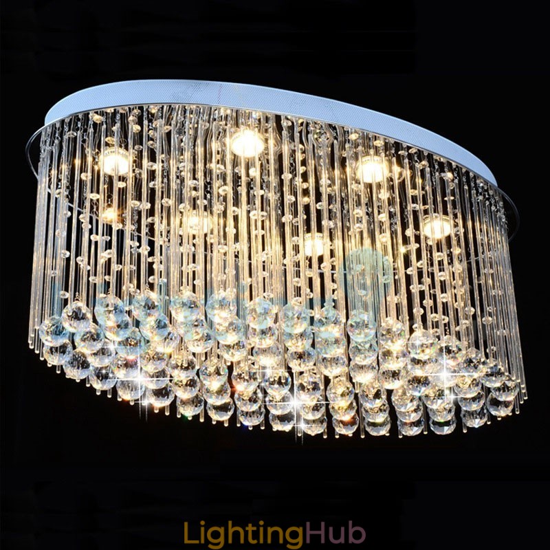 Modern Contemporary Chandelier Flush mount Pendant Fixture Crystal Rain Drop Light