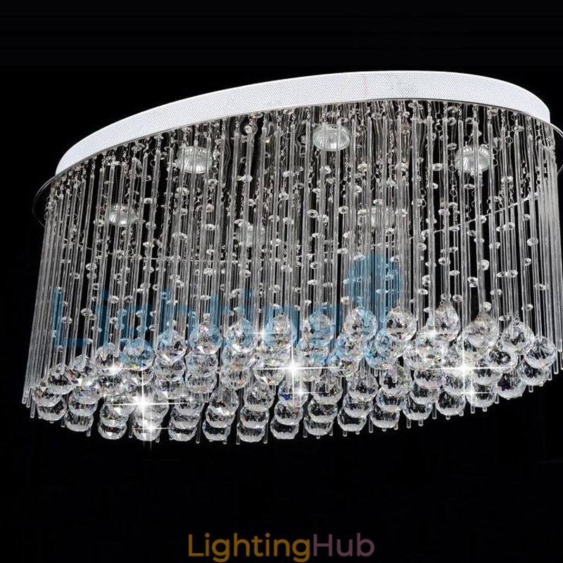 Modern Contemporary Chandelier Flush mount Pendant Fixture Crystal Rain Drop Light