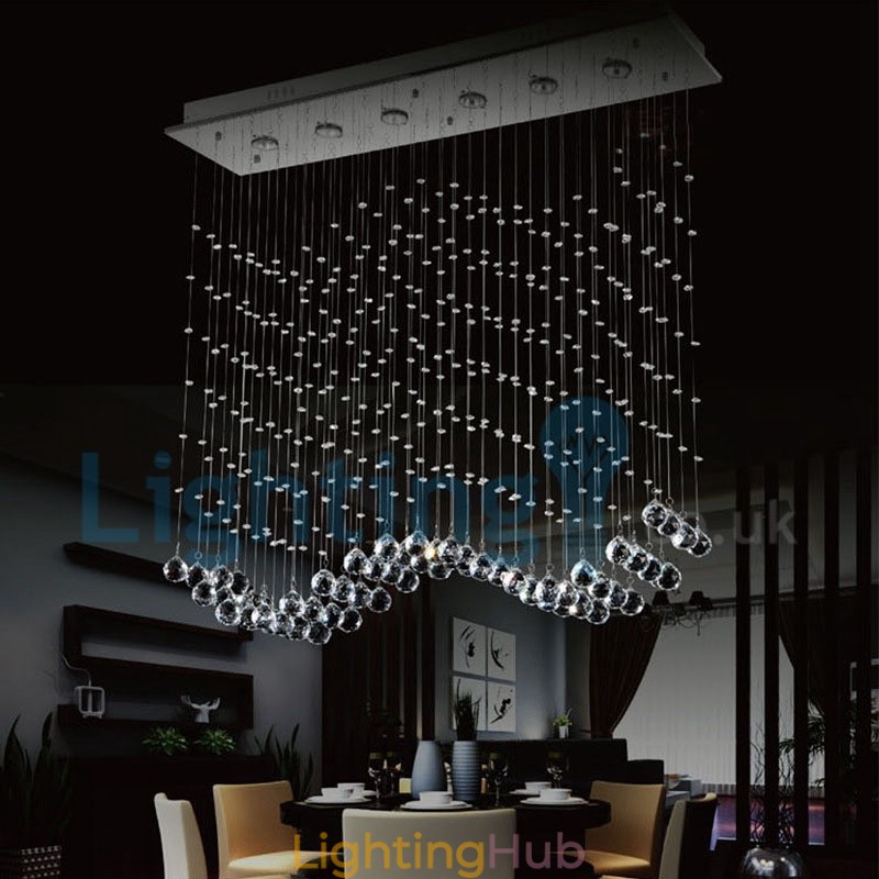 Modern Contemporary Chandelier Flush mount Pendant Fixture Crystal Rain Drop Light