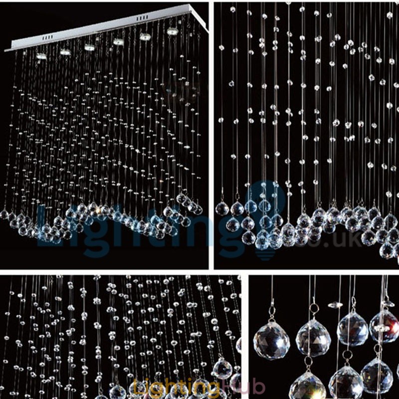 Modern Contemporary Chandelier Flush mount Pendant Fixture Crystal Rain Drop Light